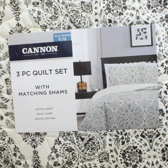 NWT Cannon Gramercy Quilt Set 3-Piece Paisley Gray Multi Full / Queen - Picture 8 of 9